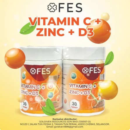 FES VITAMIN C + ZINC + D3 2 X 30TABLETS