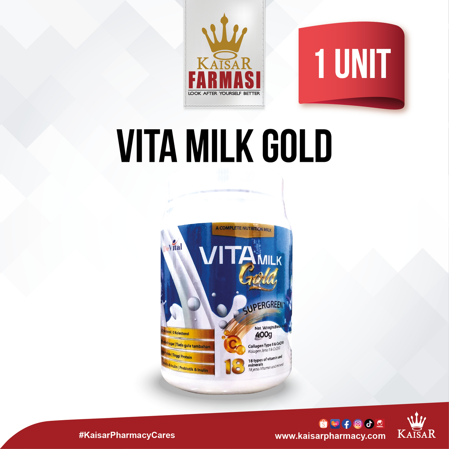 De Vital Vita Milk Gold Supergreen Devital 400 gm
