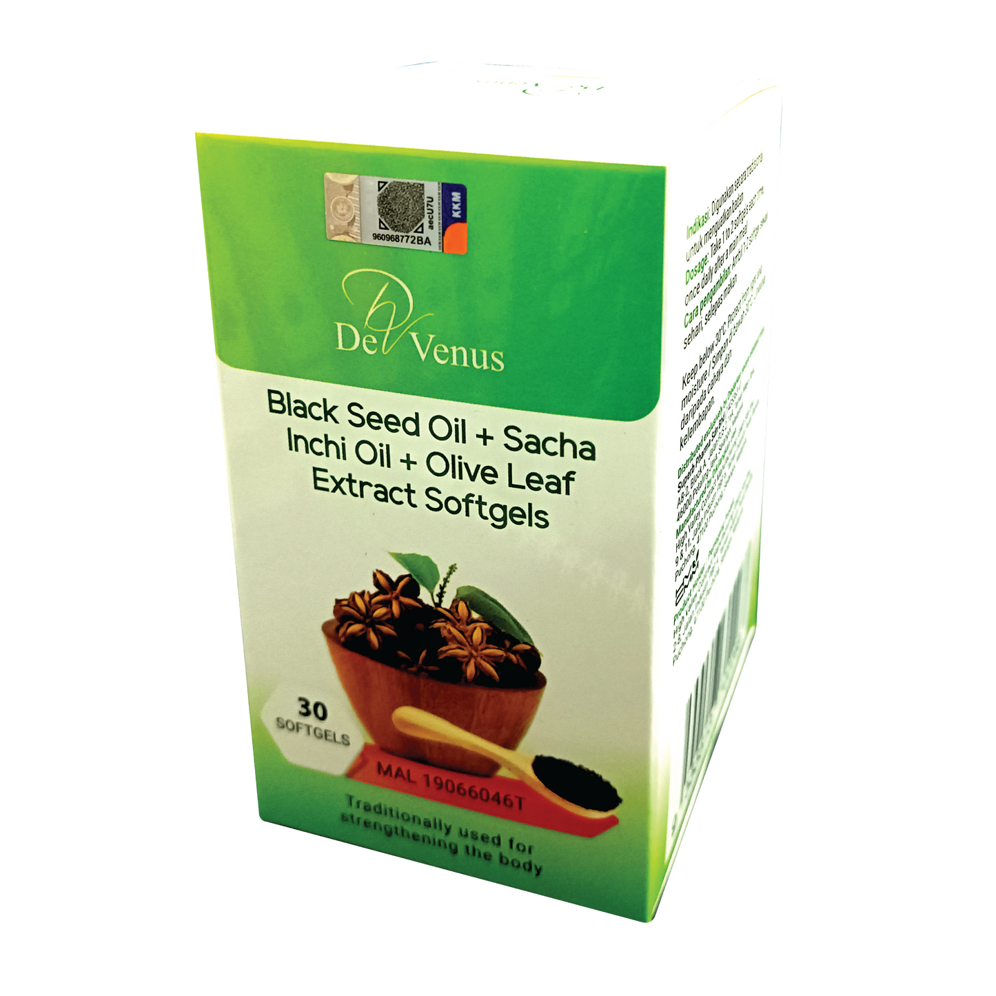 De Venus Sacha Inchi Oil Extract + Black Seed Oil Extract + Olive Extract 30's