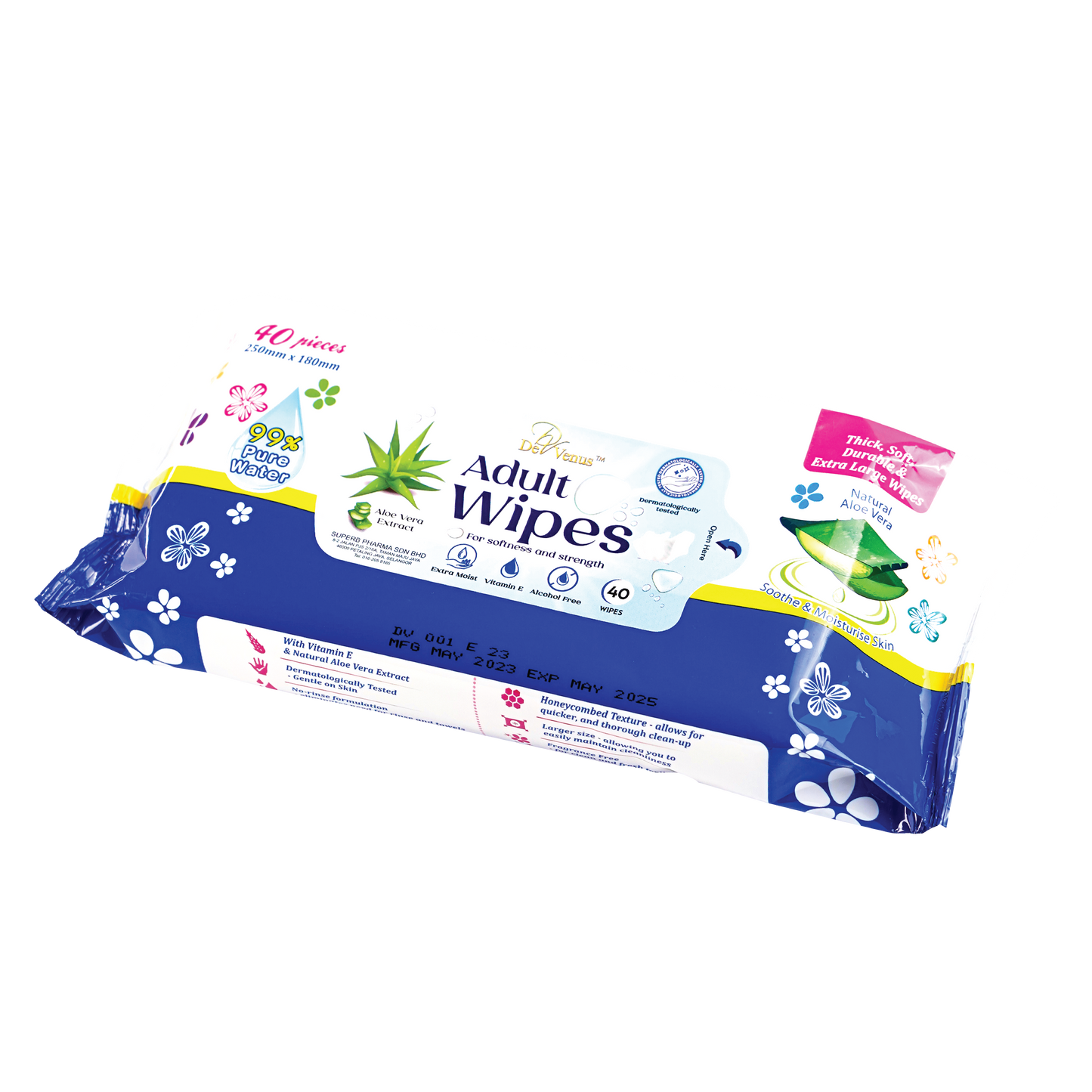 De Venus Adult Wipes 250mm X 180mm 40s