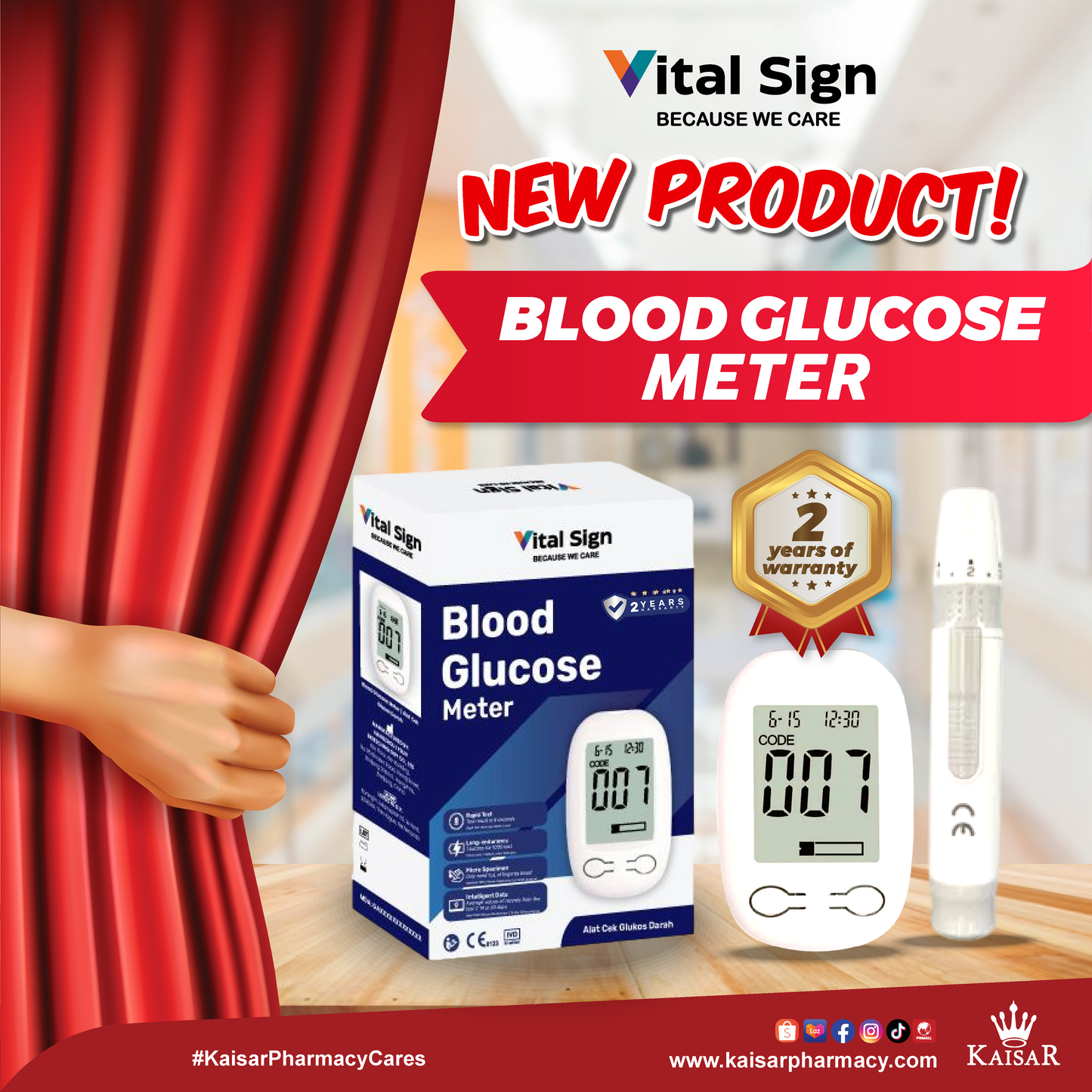Vital Sign Blood Glucose 25 Test Strips