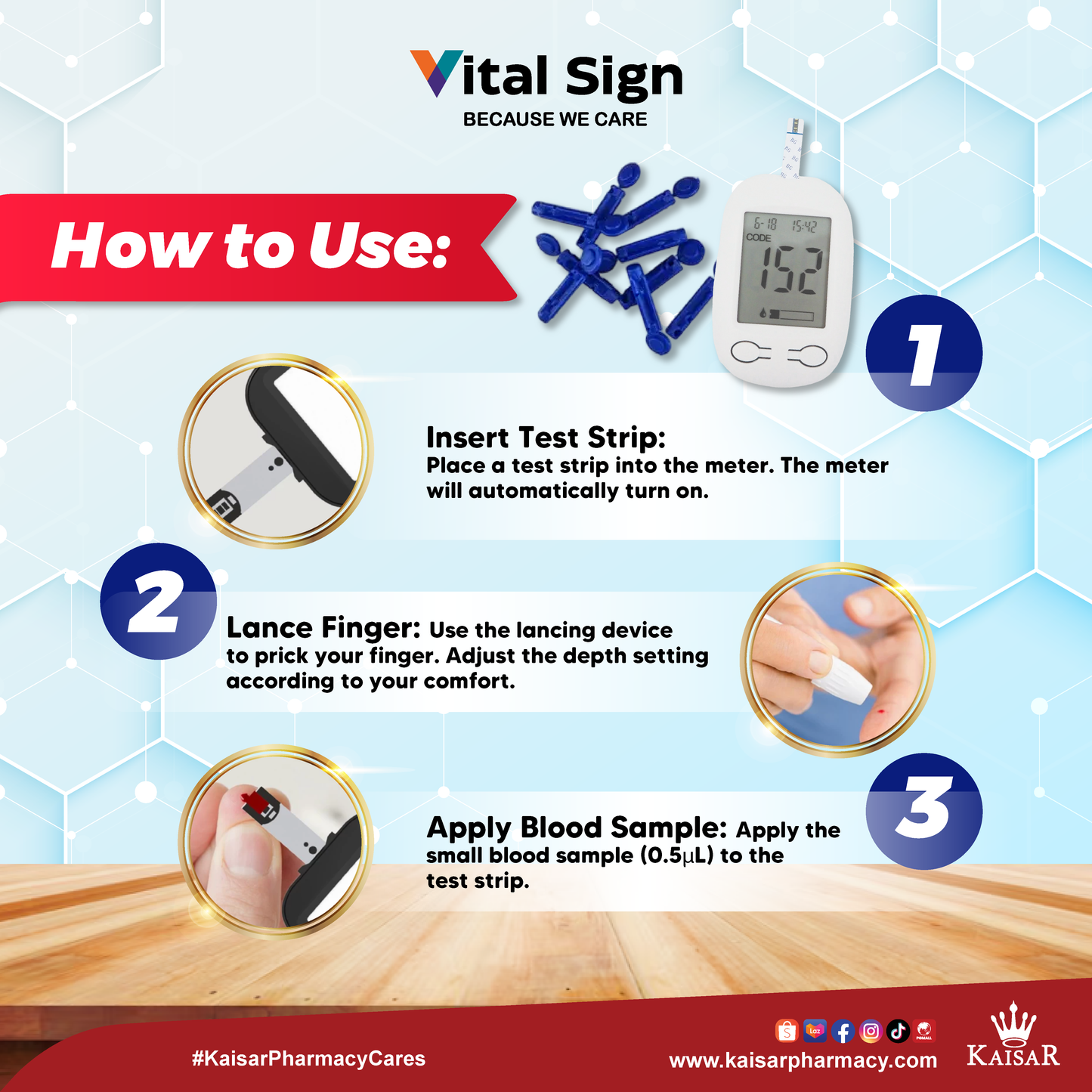 Vital Sign Blood Glucose 25 Test Strips