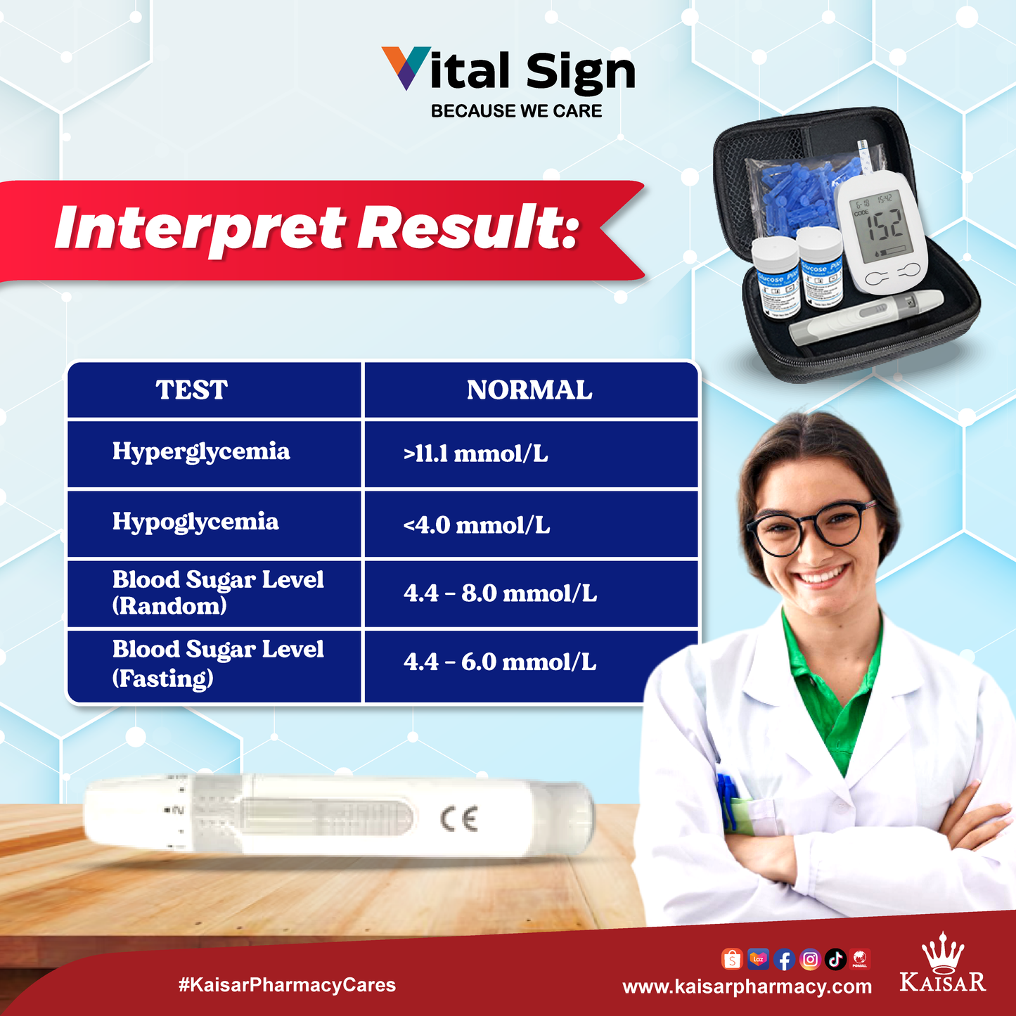 Vital Sign Blood Glucose 25 Test Strips