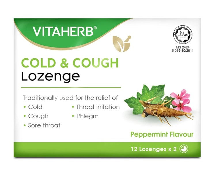 VITAHERBS COLD & COUGH LOZENGE 12 LOZENGES X2