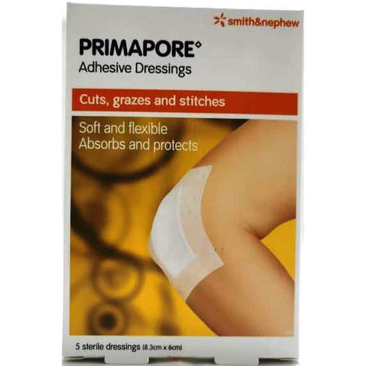 Smith & Nephew Primapore Adhesive Dressings 8.3cm X 6cm 5 Dressings