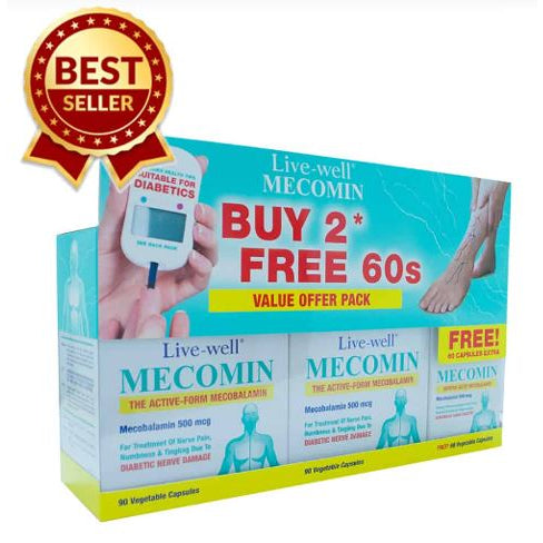 Live-Well Mecomin 500mcg Single And Triple Pack 90s/2 X 90s + FOC 60s