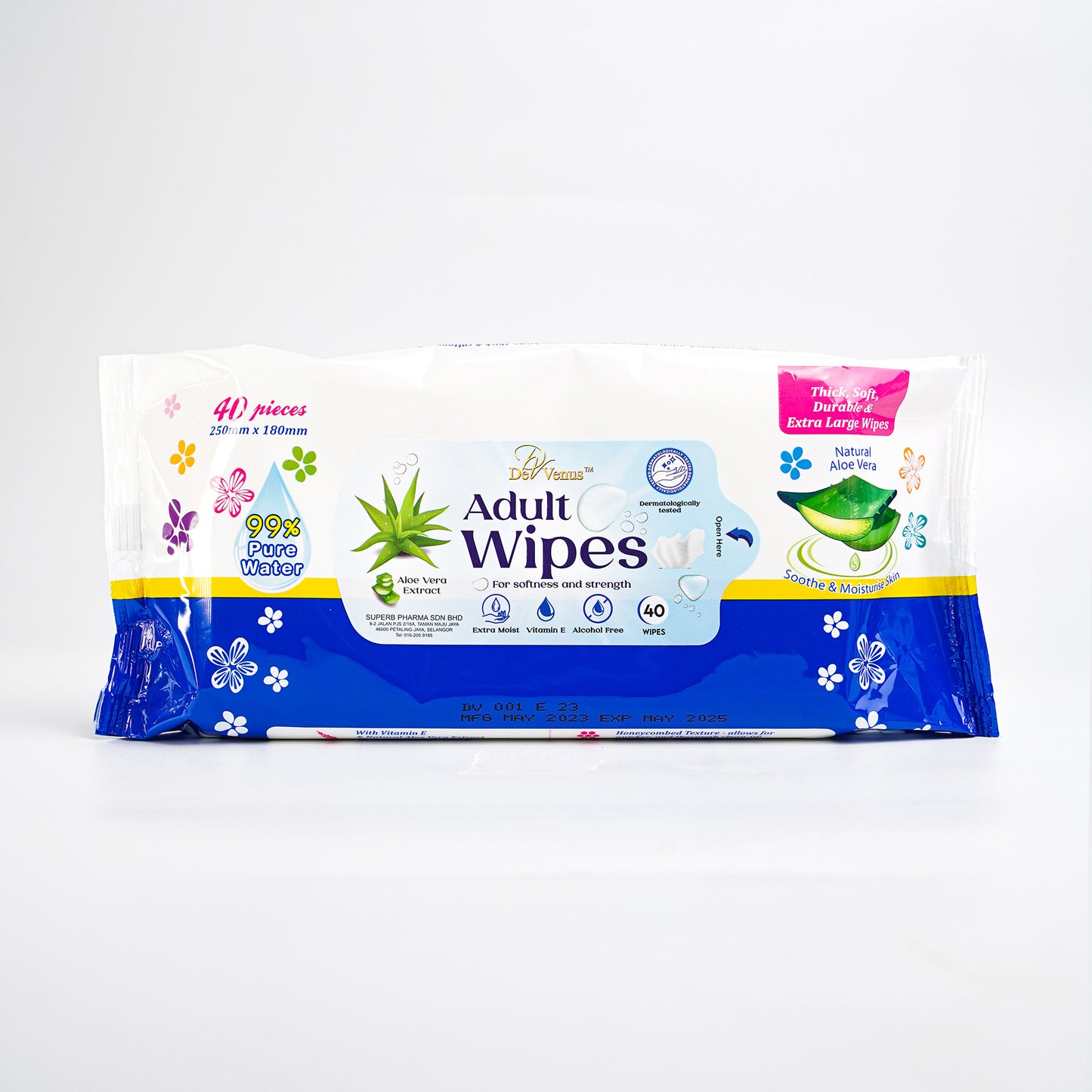 De Venus Adult Wipes 250mm X 180mm 40s