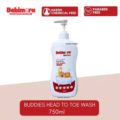 BEBIMORA BUDDIES HEAD TO TOE WASH 2-8 YEARS 750ML