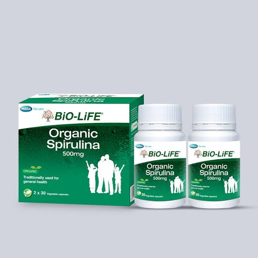 BIO-LIFE ORGANIC SPIRULINA 500MG 2X30VEGECAPS