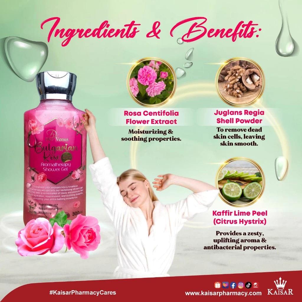 DE VENUS BULGARIAN ROSE OUD AROMATHERAPY SHOWER GEL 300ML