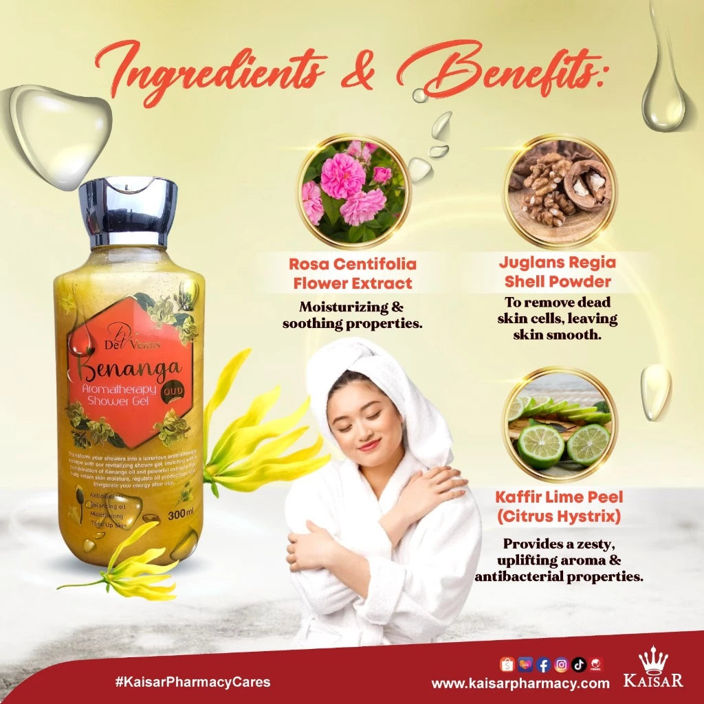 DE VENUS KENANGA OUD AROMATHERAPY SHOWER GEL 300ML