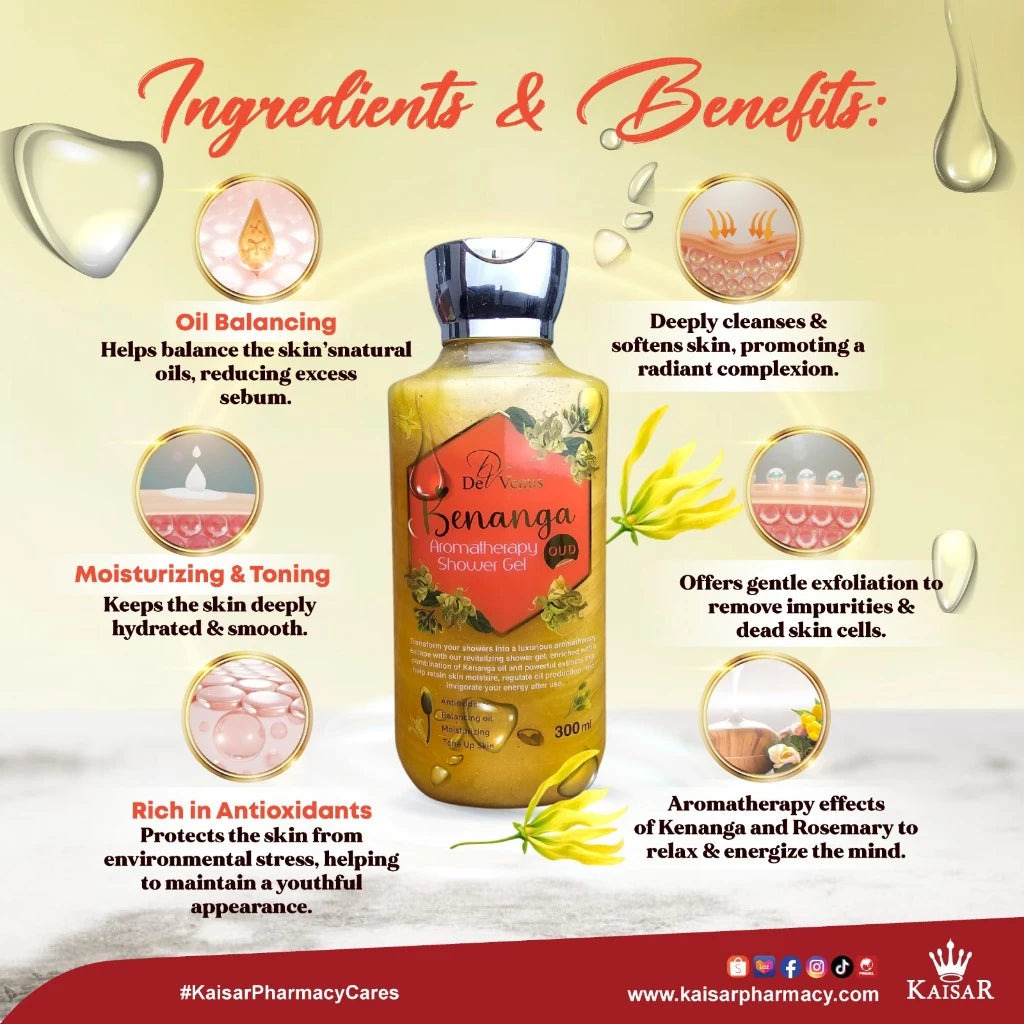 DE VENUS KENANGA OUD AROMATHERAPY SHOWER GEL 300ML