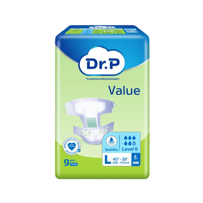 DR.P DIAPER VALUE L 9PCS (102-147CM)