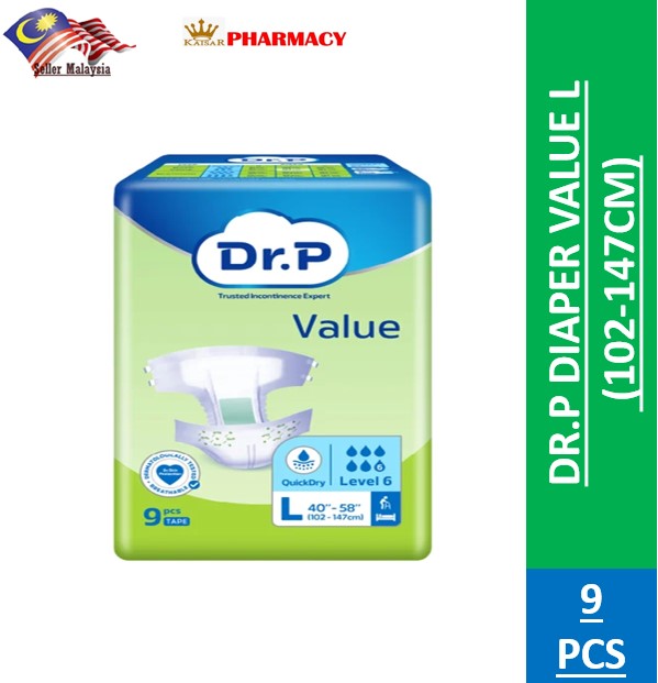 DR.P DIAPER VALUE L 9PCS (102-147CM)