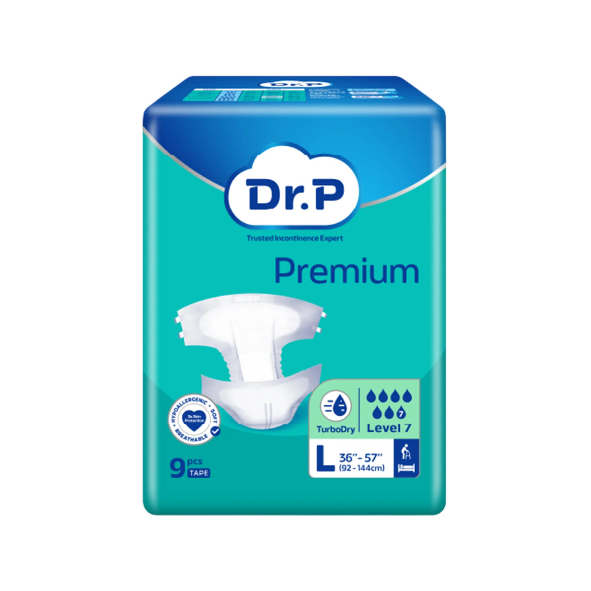 DR.P PREMIUM DIAPER TAPE SIZE L 9PCS (92-144CM)