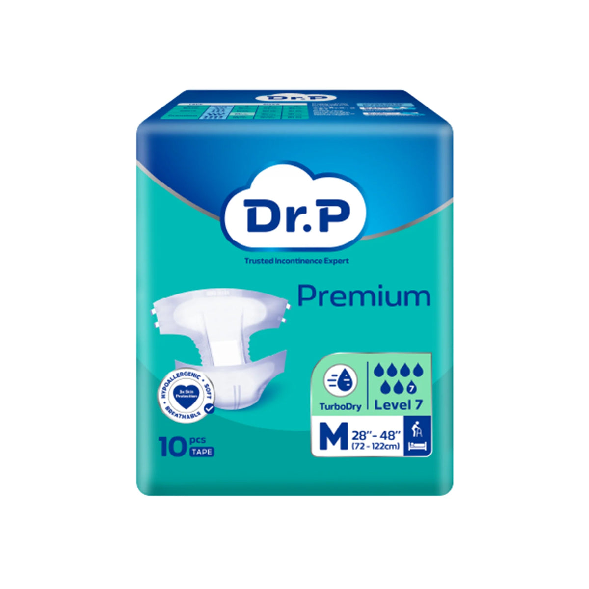 DR.P PREMIUM DIAPER TAPE SIZE M 10PCS (72-122CM)