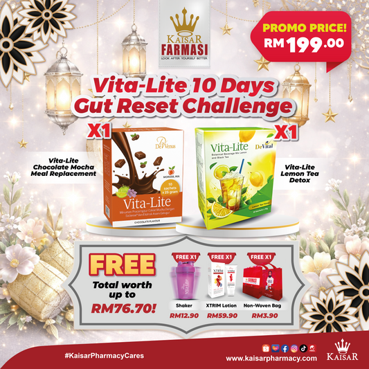 Promo 1 Box De Venus Vita-Lite Chocolate Mocha (Meal Replacement) + 1 Box Vita-Lite Lemon Tea (Detox)