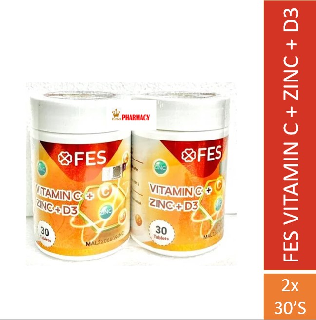 FES VITAMIN C + ZINC + D3 2 X 30TABLETS