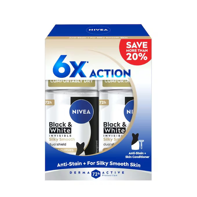 NIVEA BLACK & WHITE INVISIBLE SILKY SMOOTH 2X50ML