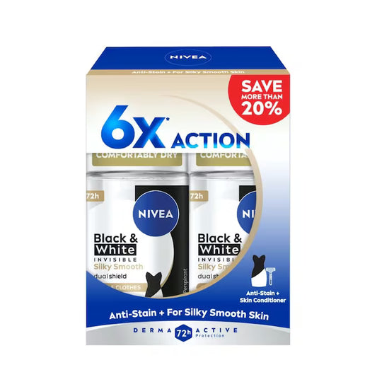 NIVEA BLACK & WHITE INVISIBLE SILKY SMOOTH 2X50ML
