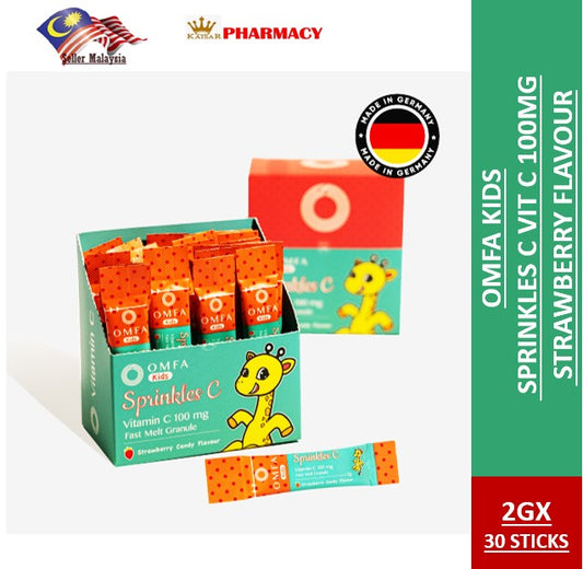 OMFA KIDS SPRINKLES C VIT C 100MG STRAWBERRY FLAVOUR 30'S X 2G
