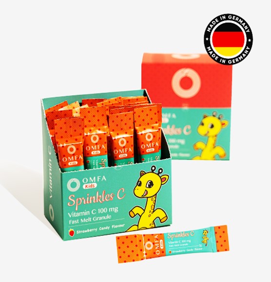OMFA KIDS SPRINKLES C VIT C 100MG STRAWBERRY FLAVOUR 30'S X 2G
