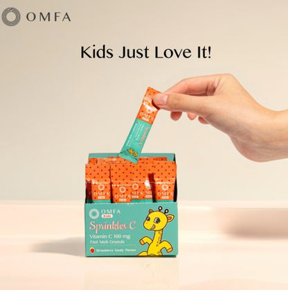 OMFA KIDS SPRINKLES C VIT C 100MG STRAWBERRY FLAVOUR 30'S X 2G