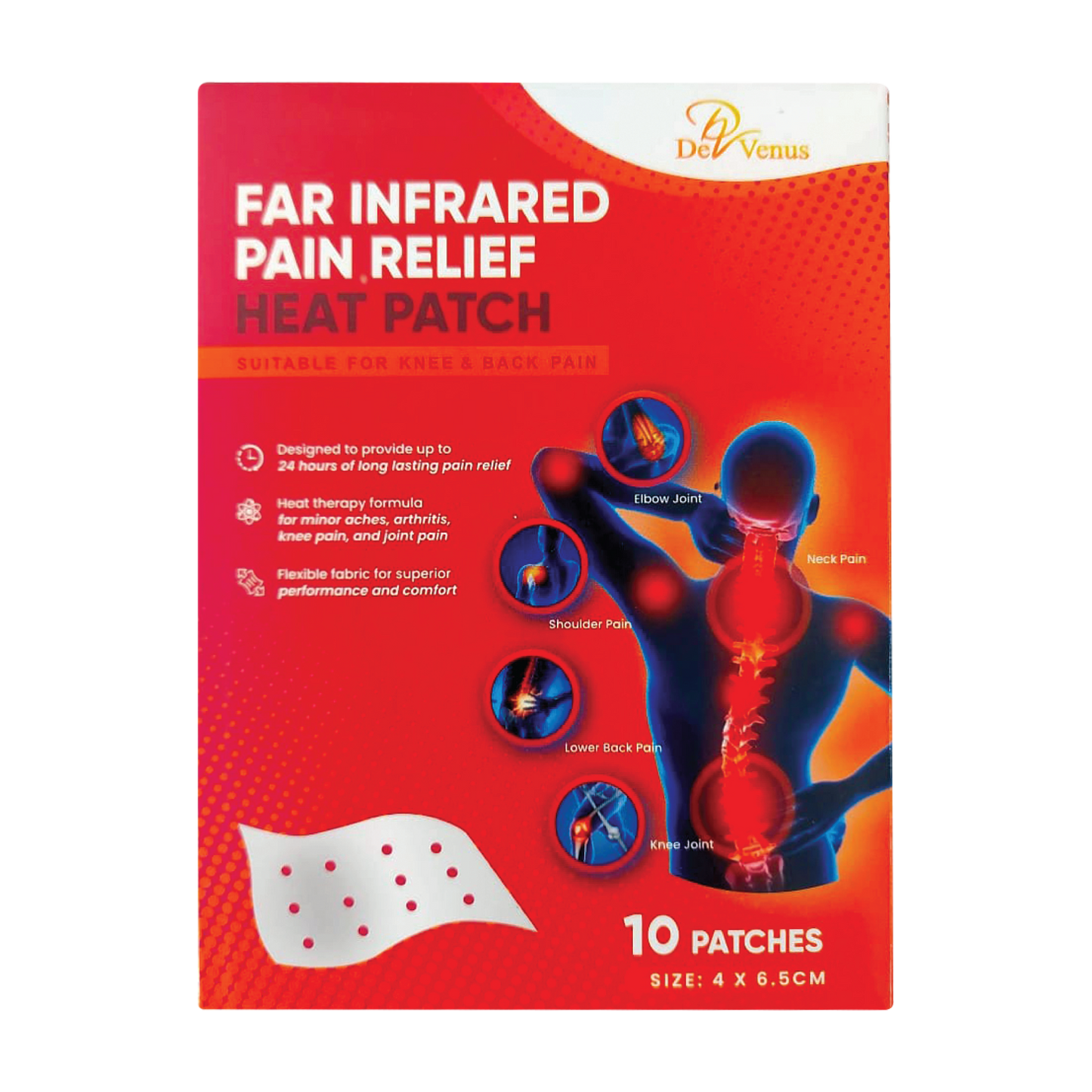 De Venus Far Infrared Pain Relief Heat Patch Small 10s (4 X 6.5cm)