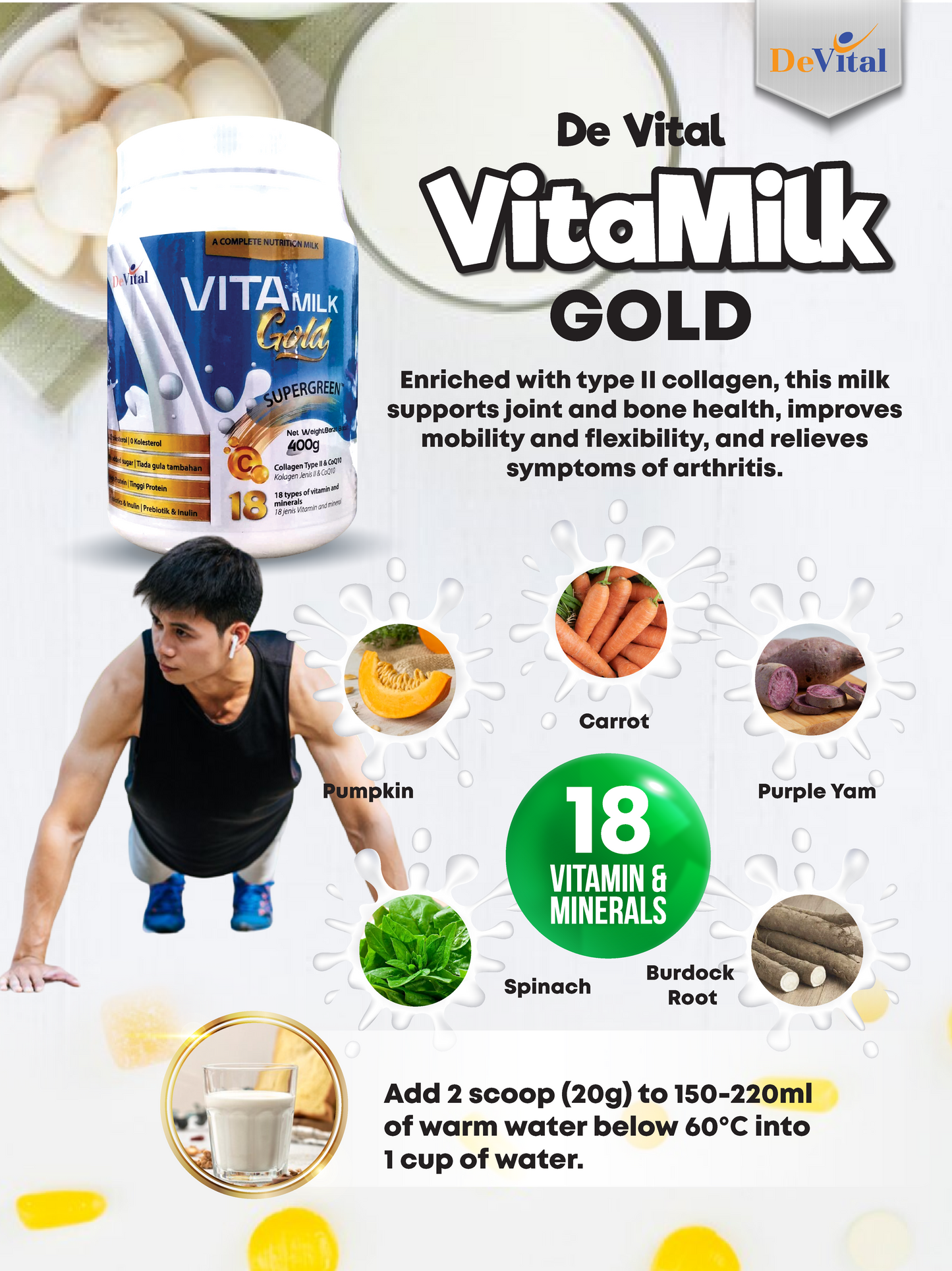 Vita Milk Gold Supergreen Devital 400 gm