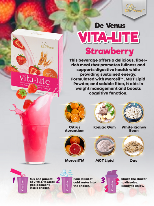 De Venus Vita-Lite Strawberry Meal Replacement x 10 Sachets