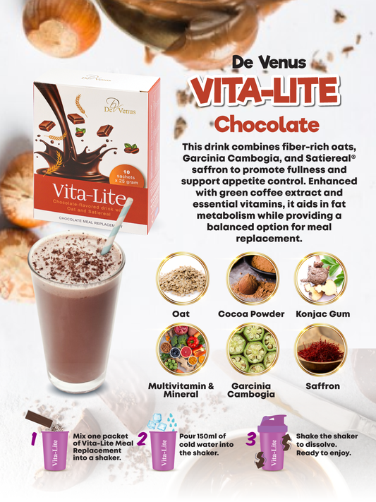 De Venus Vita-Lite Weight Management System-Detox Fiber (Orange + Oat) /Meal Replacement (Chocolate/Strawberry Yoghurt)