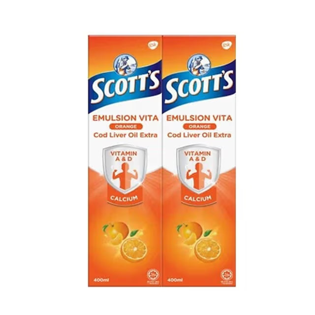 SCOTTS EMULSION VITA ORANGE COD LIVER OIL 2X400ML