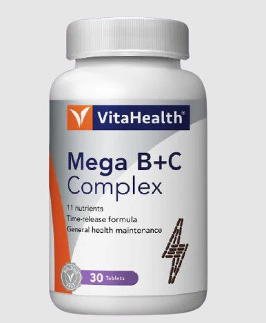 VITAHEALTH MEGA B+C COMPLEX 30 TABLETS