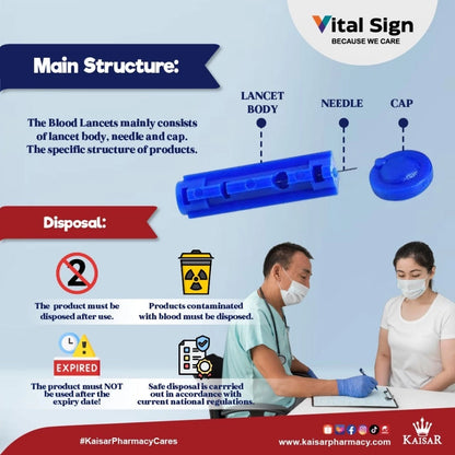 VITAL SIGN BLOOD LANCETS 30G 100PCS/BOX