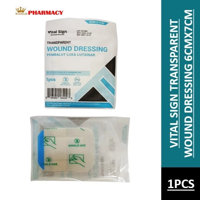 VITAL SIGN TRANSPARENT WOUND DRESSING 6CMX7CM/PCS