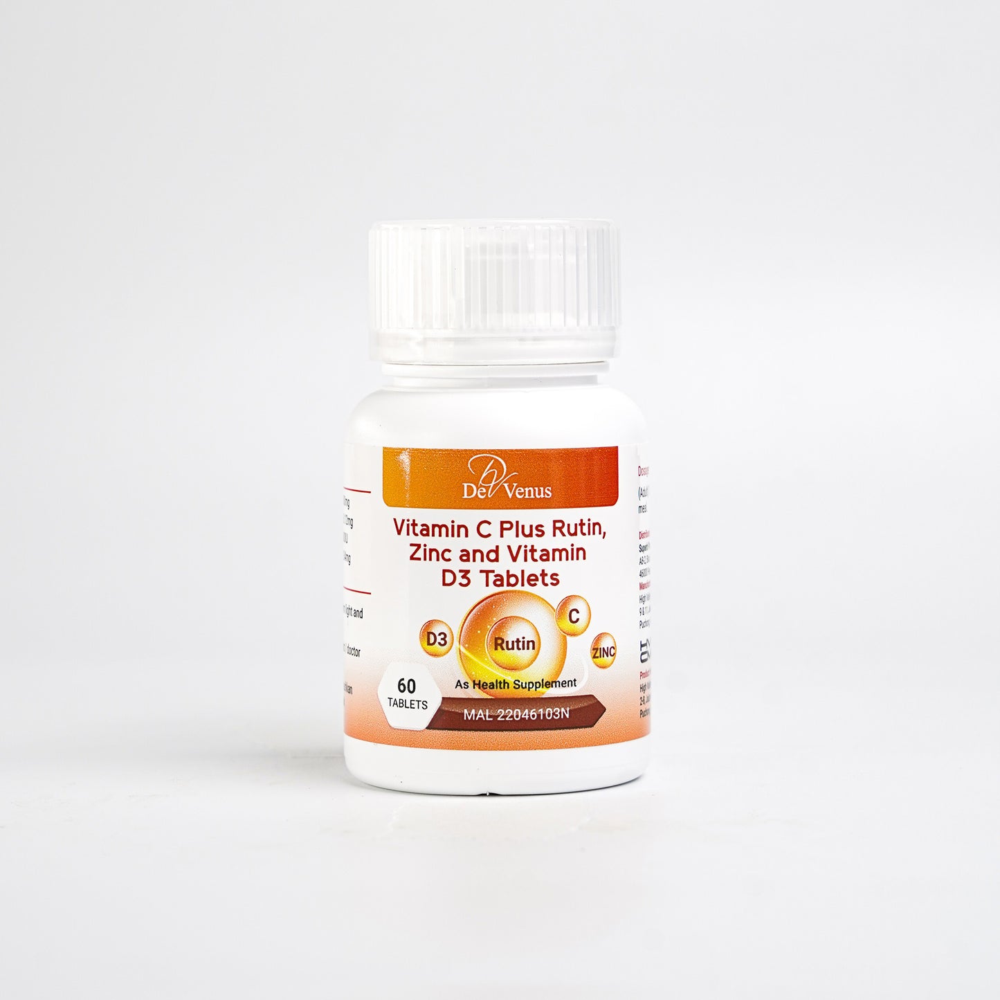 De Venus Vitamin C Plus Rutin, Zinc & D3 60s