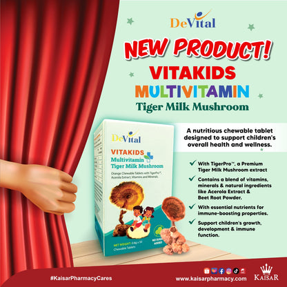 Vitakids Multivitamin Tiger Milk Mushroom 0.6G X 50s Chewable Tablets