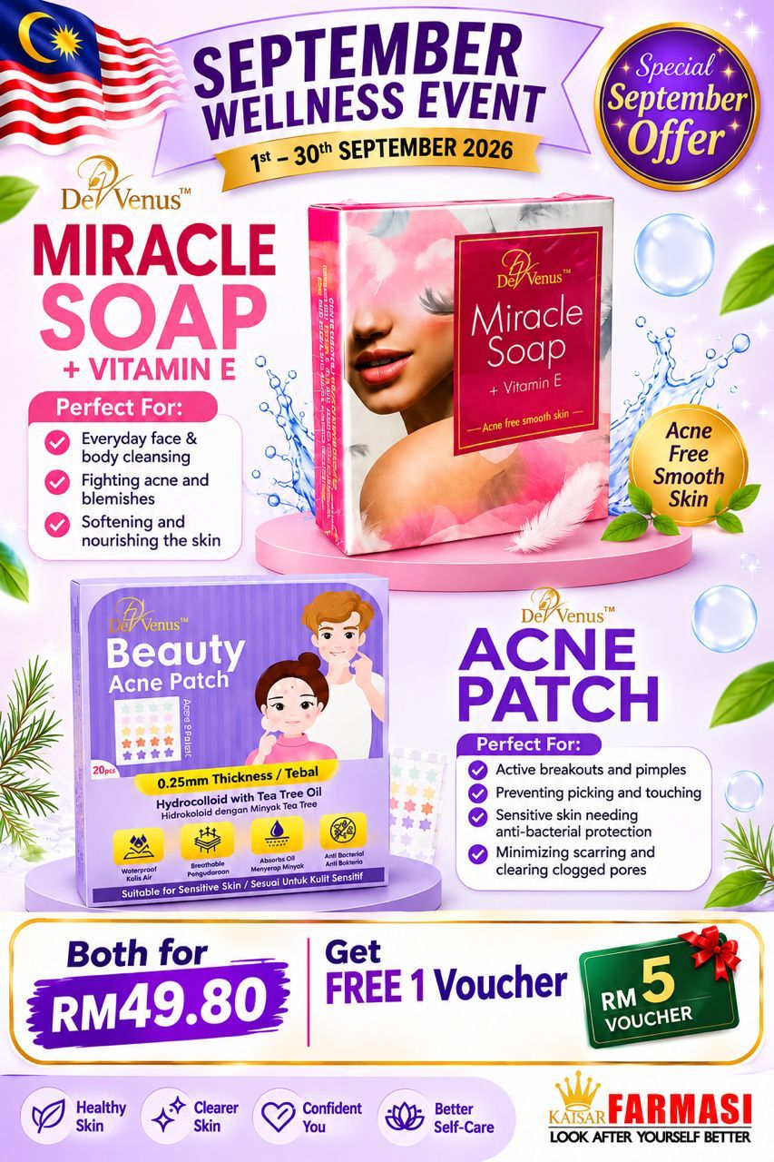 [COMBO ANTI-JERAWAT] De Venus Miracle Soap + Acne Patch + FREE RM5 Voucher!