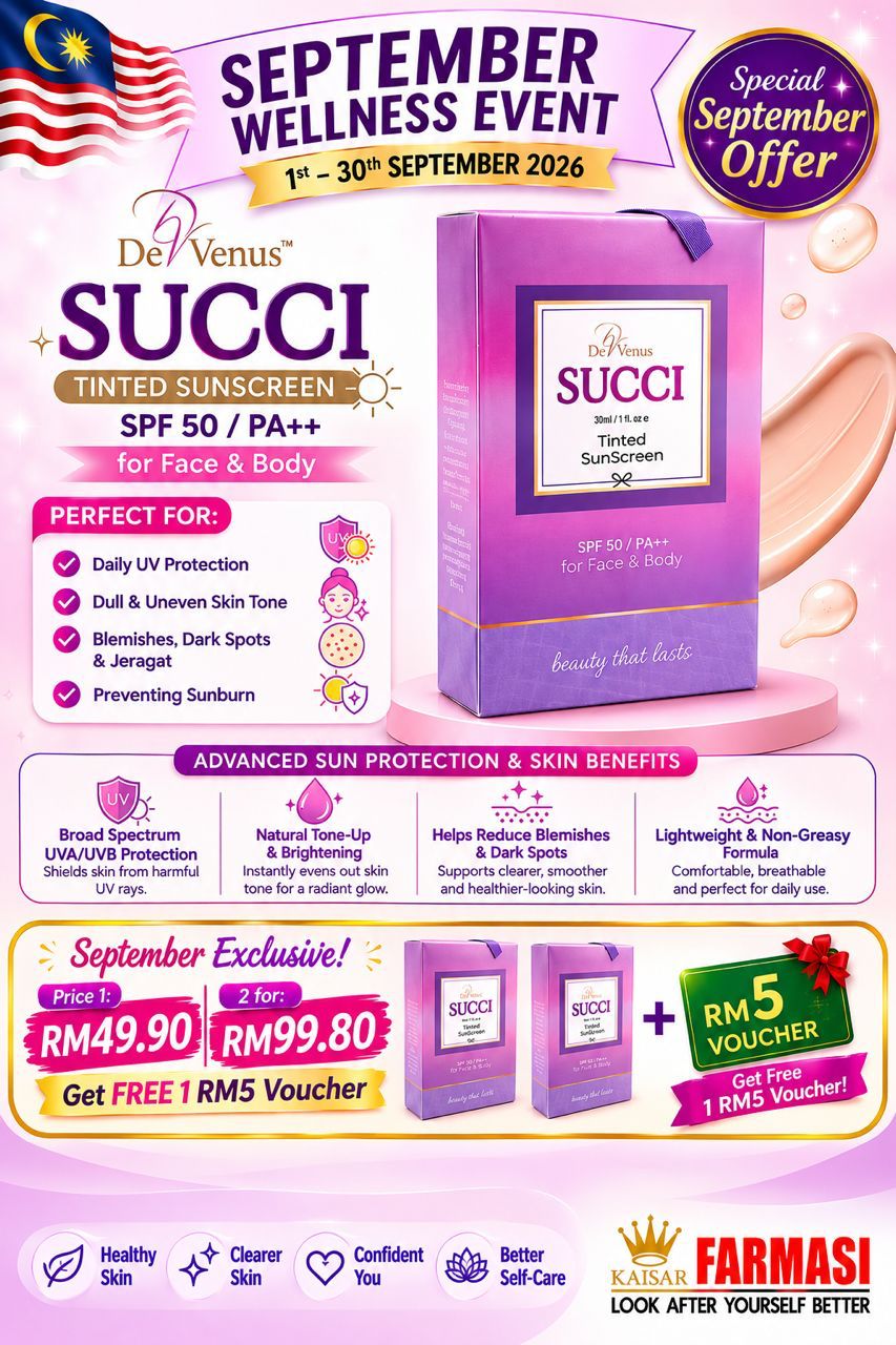 [TWIN PACK DEALS] 2X SUCCI TINTED SUNSCREEN SPF50 / PA++ FREE VOUCHER RM 5
