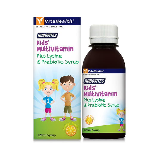 Vita Health Robovites Kids Multivitamin Plus Lysine & Prebiotic Syrup 120ml