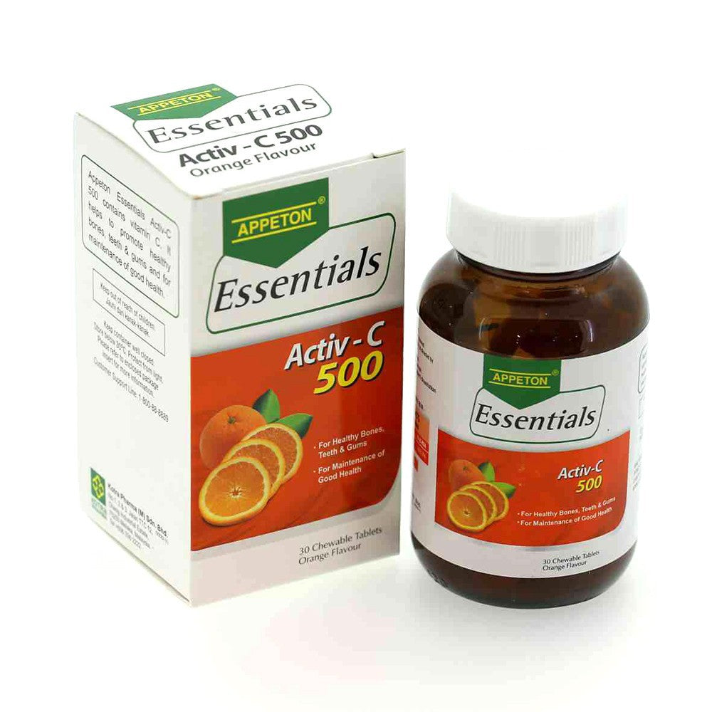 Appeton Essentials Activ-C 500 30 Chewable Tablets (Orange Flavour)