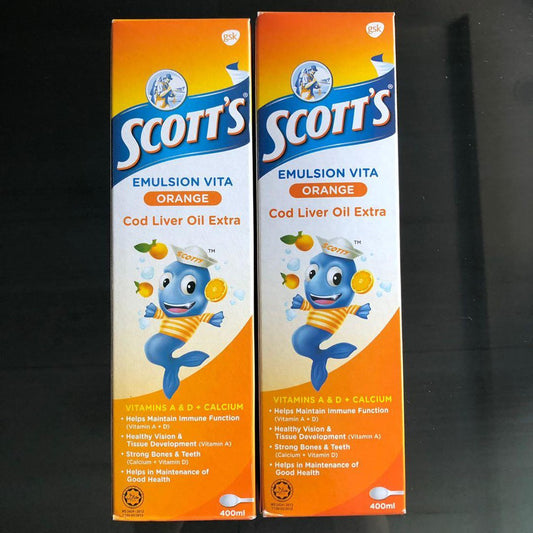 Scott's Emulsion Vita Orange Cod Liver Oil Extra 400ml X 2