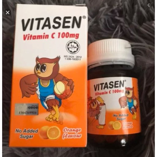 Vitasen Vitamin C 100mg Orange Flavour Chewable Tablet 100s