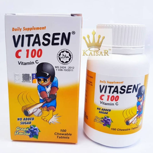 Vitasen C 100 Vitamin C Grape Flavour Chewable Tablet 100s