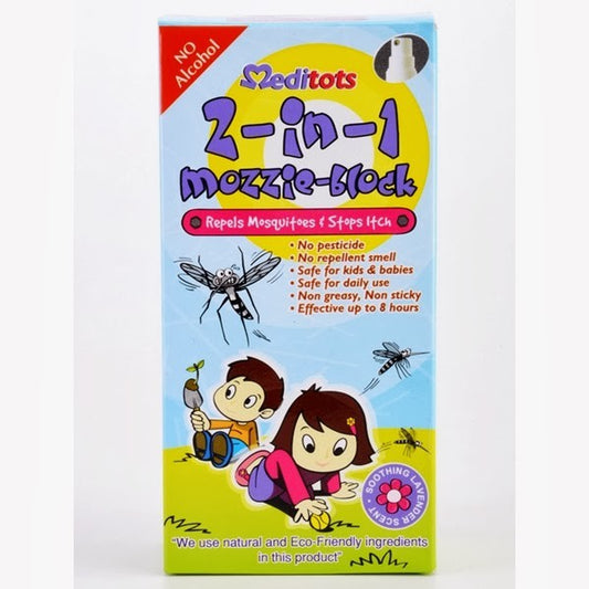 Meditots 2-in-1 Mozzie-Block Repels Mosquitoes & Stops Itch 60ml