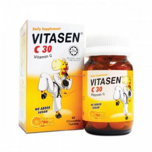 Vitasen C 30 Vitamin C Orange Flavour Chewable Tablets 60s