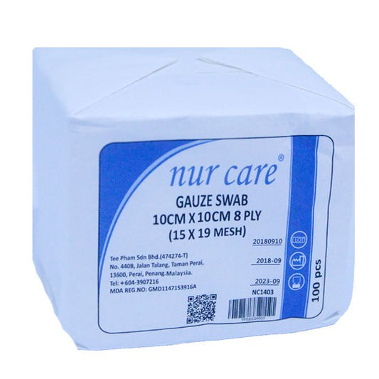 Nur Care Gauze Swab 10cm X 10cm 8ply 100pcs