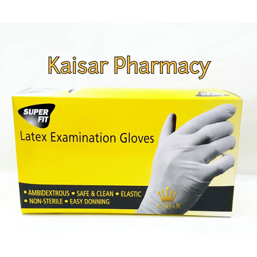 Super Fit Latex Exam Gloves 100pcs (L)