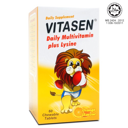 Vitasen Daily Multivitamin Plus Lysine Orange Flavour 60s