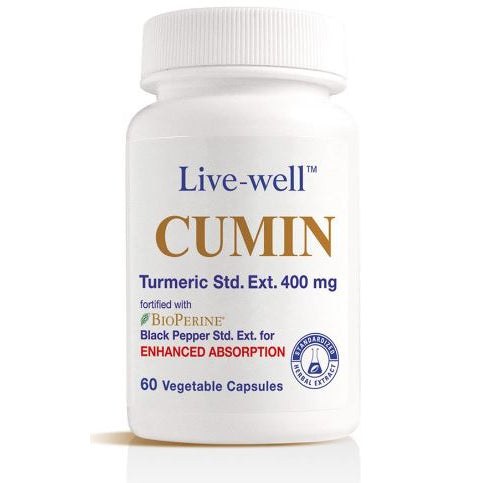 Live-Well Cumin Turmeric Extract 400mg Capsules [30s, 60s, 2 X 60s + FOC 30s]